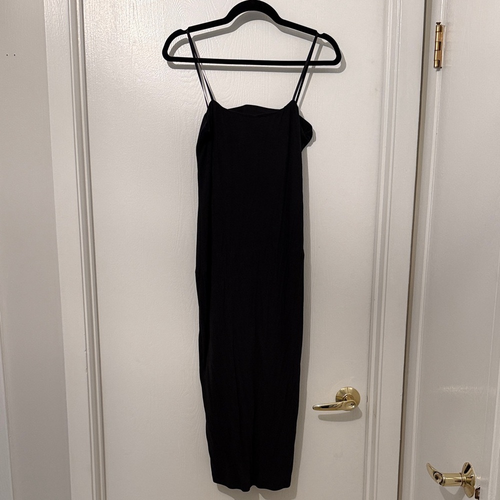 Kendall & Kylie Black Midi Slip Dress with Spaghetti Straps